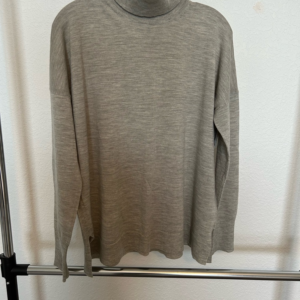 J Crew 365 100% Merino Wool Boc Cut Drop ShoulderTurtleneck Sweater